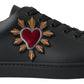 Elegant Heart Patch Leather Sneakers