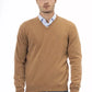 Beige Wool Men Sweater