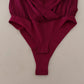 Elegant Plum V-Neck Sleeveless Bodysuit