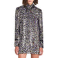 Chic Metallic Thread Midi Dress with Spotted Print