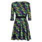 Floral Elegance Short Dress with Wide Neckline