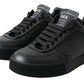 Elegant Black Leather Low Top Sneakers