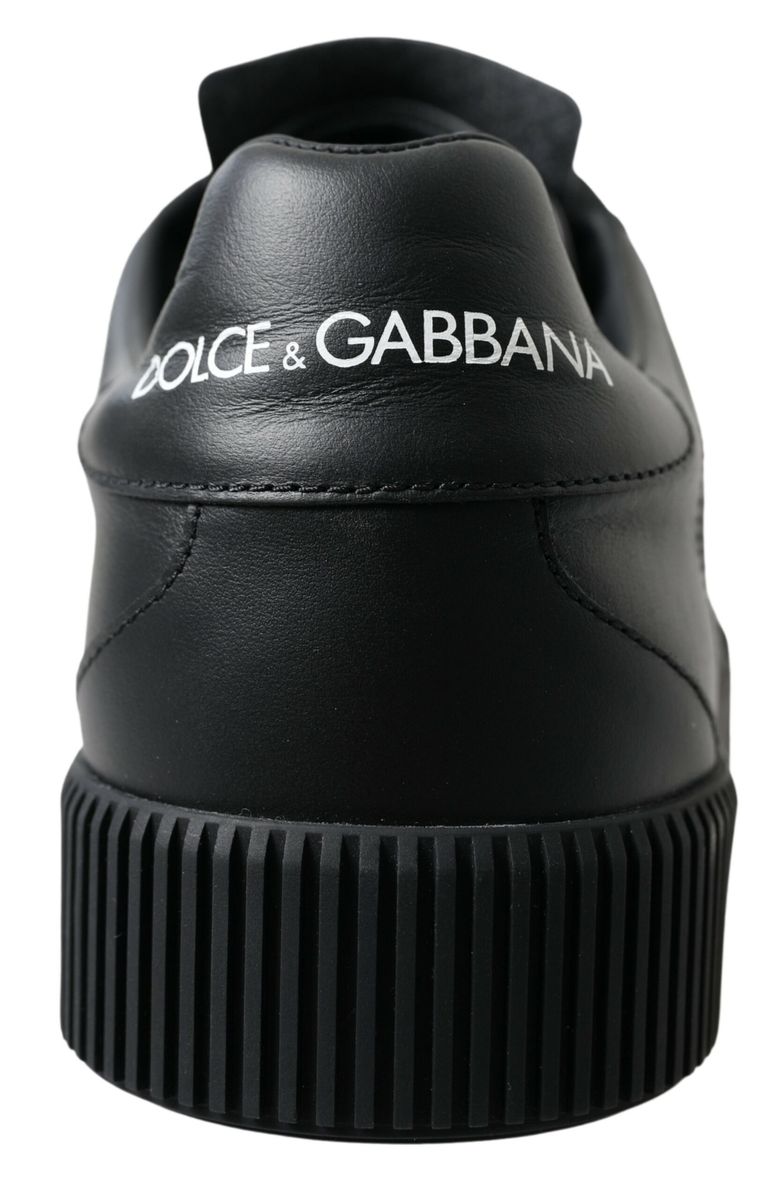 Elegant Black Leather Low Top Sneakers