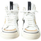 Elegant High Top Sneakers in White and Gold