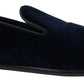 Elegant Blue Velvet Loafers for Men