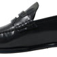 Elegant Black Leather Mens Loafers
