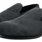 Elegant Gray Velvet Loafers for Men