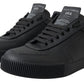 Elegant Black Low Top Leather Sneakers