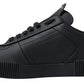 Elegant Black Low Top Leather Sneakers