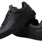 Elegant Black Low Top Leather Sneakers