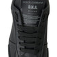 Elegant Black Low Top Leather Sneakers