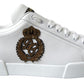 Dazzling Gold-Trimmed White Leather Sneakers