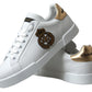 Dazzling Gold-Trimmed White Leather Sneakers