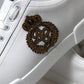 Dazzling Gold-Trimmed White Leather Sneakers