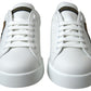 Dazzling Gold-Trimmed White Leather Sneakers