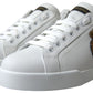 Dazzling Gold-Trimmed White Leather Sneakers