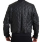 Elegant Black Leather Bomber Jacket