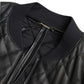 Elegant Black Leather Bomber Jacket