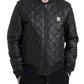 Elegant Black Leather Bomber Jacket