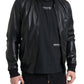 Elegant Black Leather Bomber Jacket