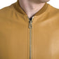 Luxurious Cream Deerskin Leather Bomber Jacket