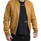 Luxurious Cream Deerskin Leather Bomber Jacket