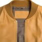 Luxurious Cream Deerskin Leather Bomber Jacket