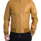Luxurious Cream Deerskin Leather Bomber Jacket