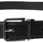 Elegant Black Leather Designer Belt