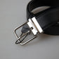 Elegant Black Leather Belt with Metal Buckle