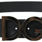 Elegant Black Leather Belt with Metal Buckle