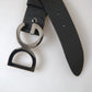 Elegant Black Leather Belt with Metal Buckle