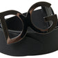Elegant Black Leather Belt with Metal Buckle