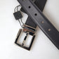 Elegant Black Leather Belt with Metal Buckle