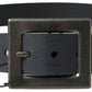 Elegant Black Leather Belt with Metal Buckle