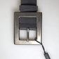 Elegant Black Leather Belt with Metal Buckle