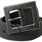 Elegant Black Leather Belt with Metal Buckle