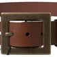 Brown Leather #DGFAMLY Square Buckle Belt