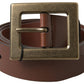 Brown Leather #DGFAMLY Square Buckle Belt