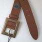 Brown Leather #DGFAMLY Square Buckle Belt