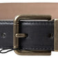 Elegant Black Leather Belt with Metal Buckle