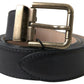 Elegant Black Leather Belt with Metal Buckle