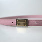 Chic Pink Leather Belt with Engraved Buckle