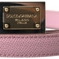 Chic Pink Leather Belt with Engraved Buckle