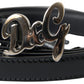 Elegant Black Leather Logo Buckle Belt