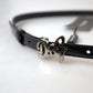 Elegant Black Leather Logo Buckle Belt