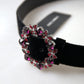 Elegant Black Crystal Embellished Leather Belt