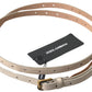Elegant Beige Leather Belt with Metal Buckle