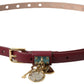 Elegant Bordeaux Leather Belt with Metallic Buckle