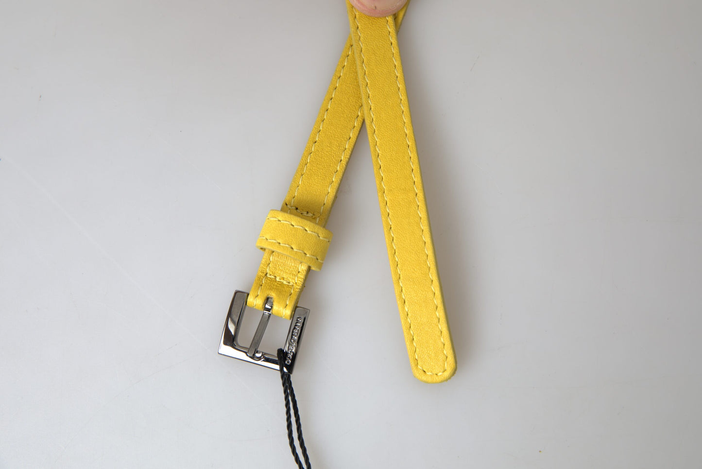 Enchanting Yellow Leather Embellished Belt